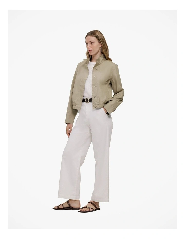 Funnel Neck Bomber Jacket in Olive Brown image 5