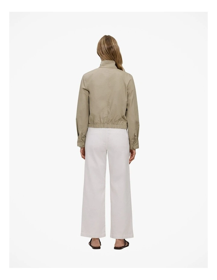 Funnel Neck Bomber Jacket in Olive Brown image 6