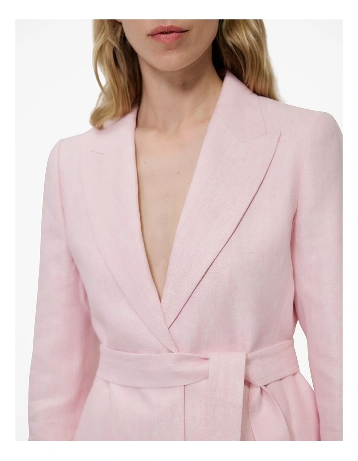 Linen Herringbone Belted Jacket in Blossom Pink image 4