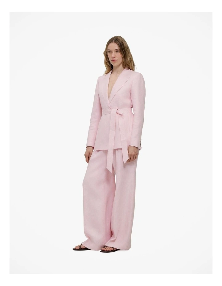 Linen Herringbone Belted Jacket in Blossom Pink image 5