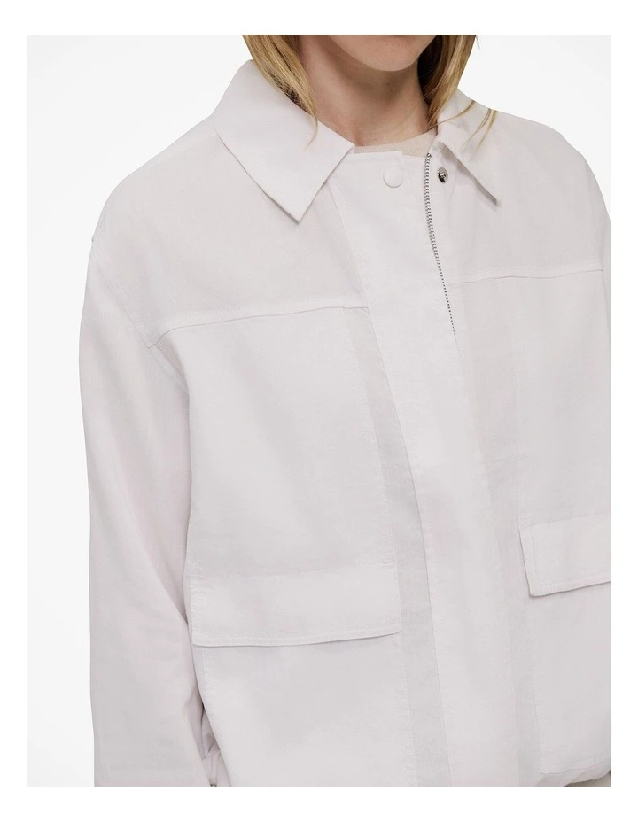 Linen Blend Panel Detail Jacket in White image 4