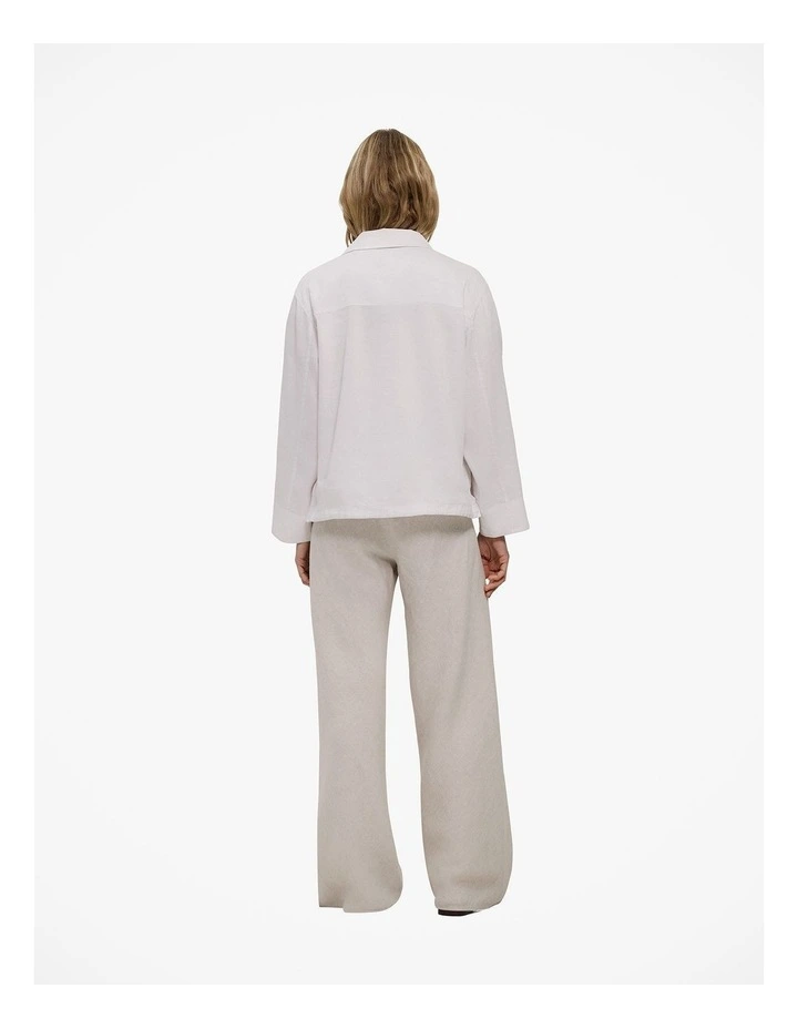 Linen Blend Panel Detail Jacket in White image 6