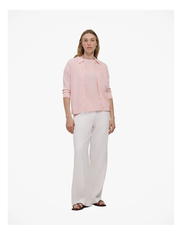 Linen Cotton Collared Cardigan in Blossom Pink image 2