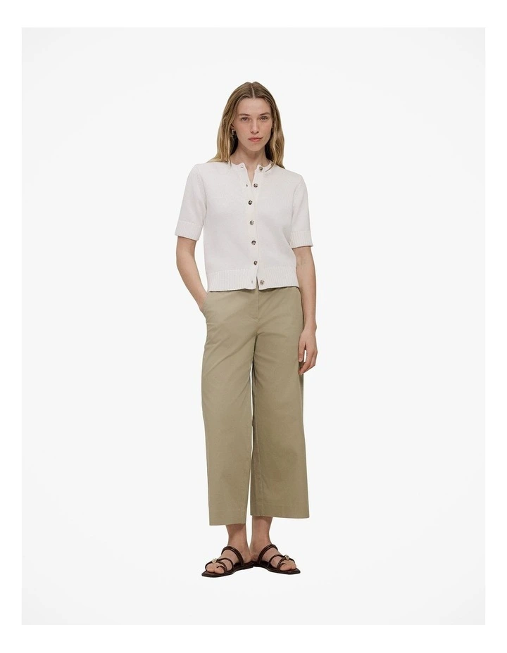Cropped Wide Leg Chino Pant in Olive Brown image 3