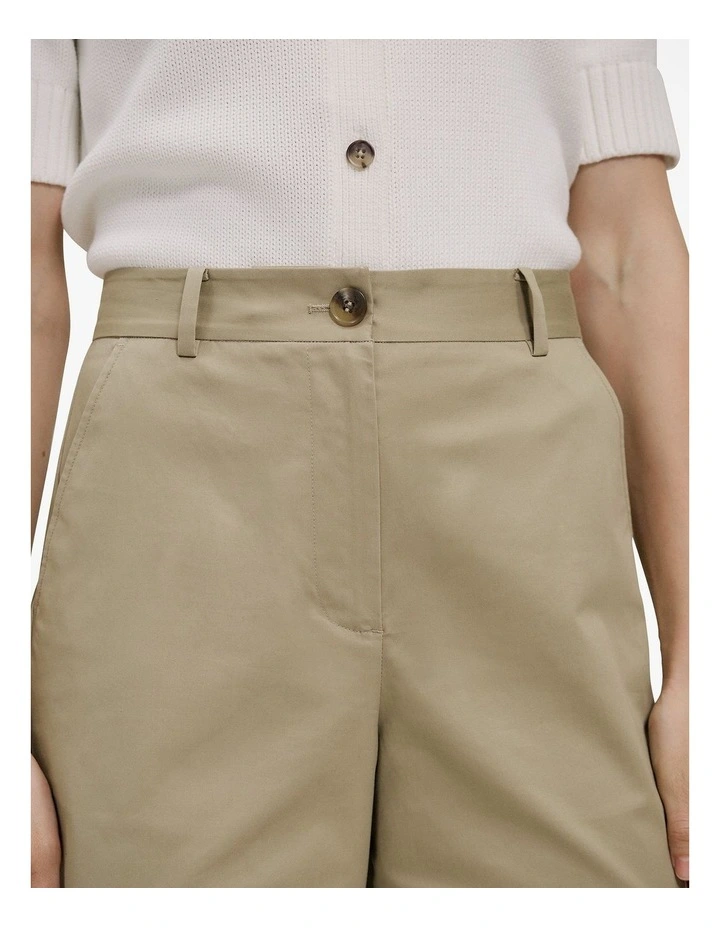 Cropped Wide Leg Chino Pant in Olive Brown image 4