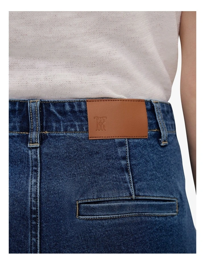 Denim High Rise Tailored Pant in Mid Blue image 4