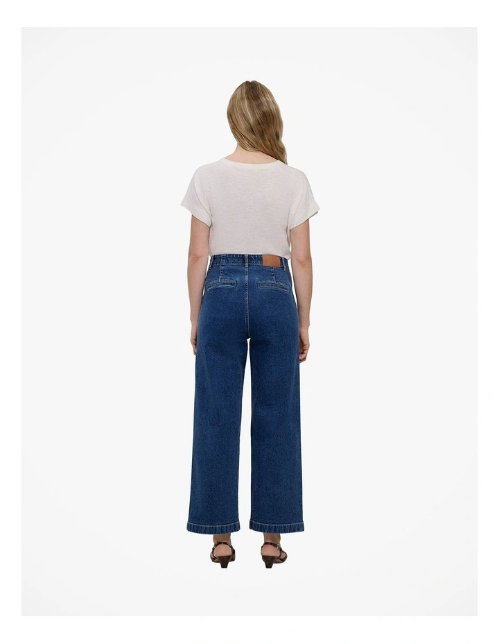 Denim High Rise Tailored Pant in Mid Blue image 6