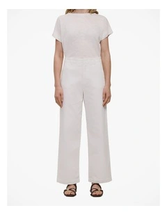 Australian Cotton Blend Denim High Rise Tailored Pant in White