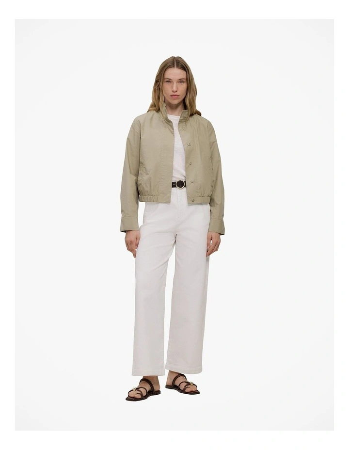Australian Cotton Blend Denim High Rise Tailored Pant in White image 2