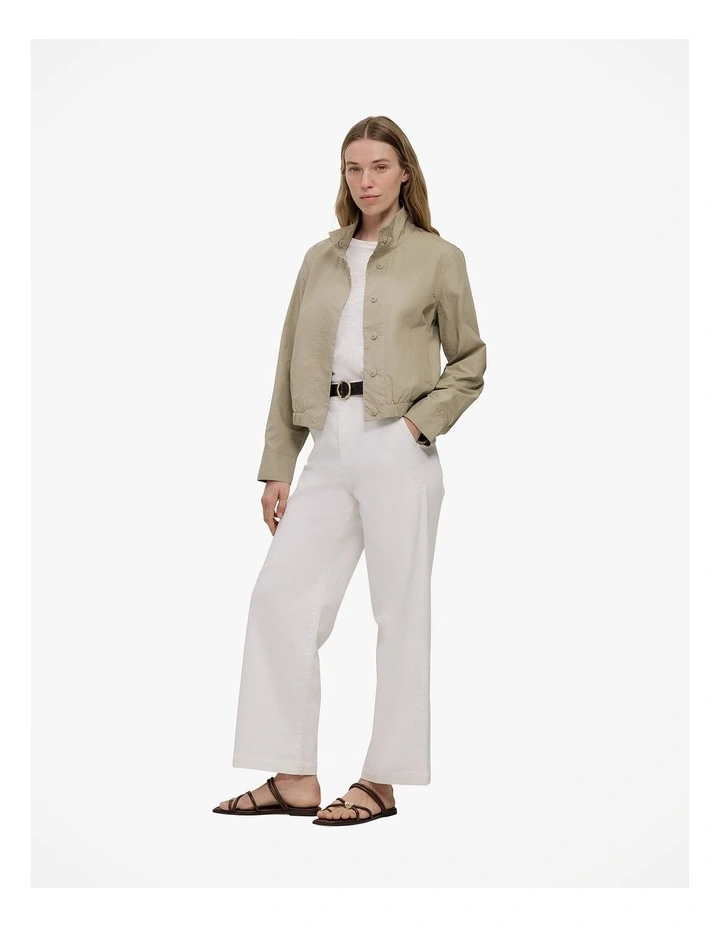Australian Cotton Blend Denim High Rise Tailored Pant in White image 4