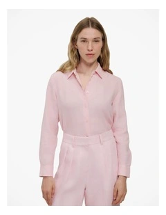 Yarn Dyed Linen Classic Shirt in Blossom Pink