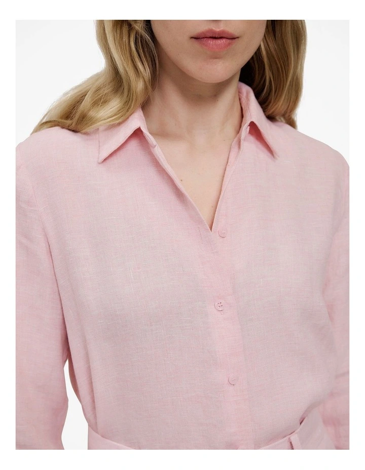 Yarn Dyed Linen Classic Shirt in Blossom Pink image 3