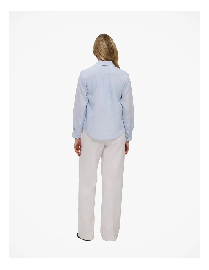 Yarn Dyed Linen Classic Shirt in Ice Blue image 4