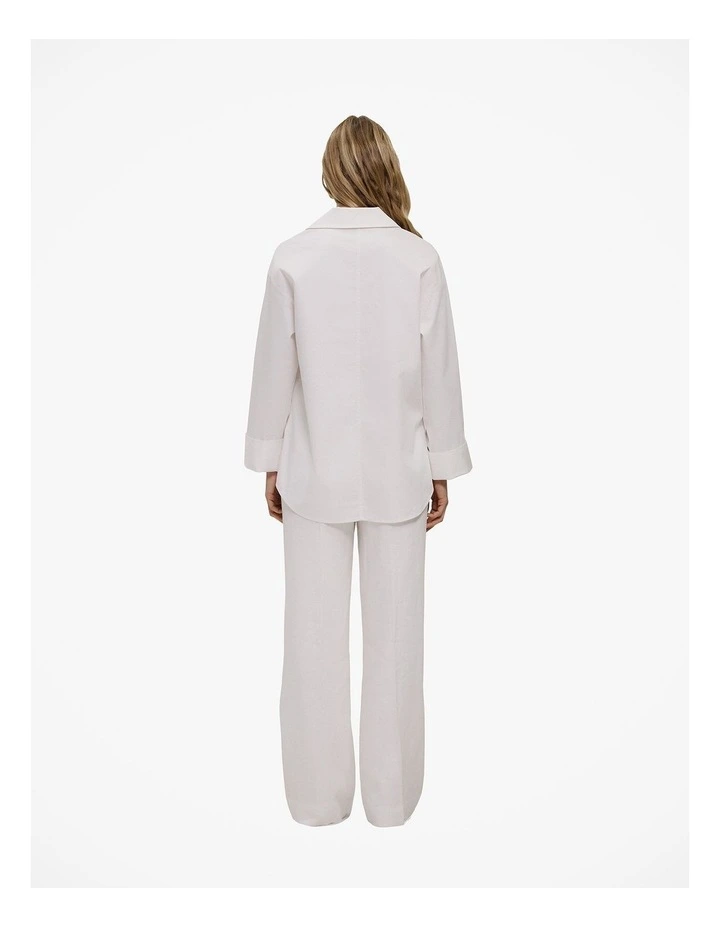 Poplin Relaxed Longline Shirt in White image 6