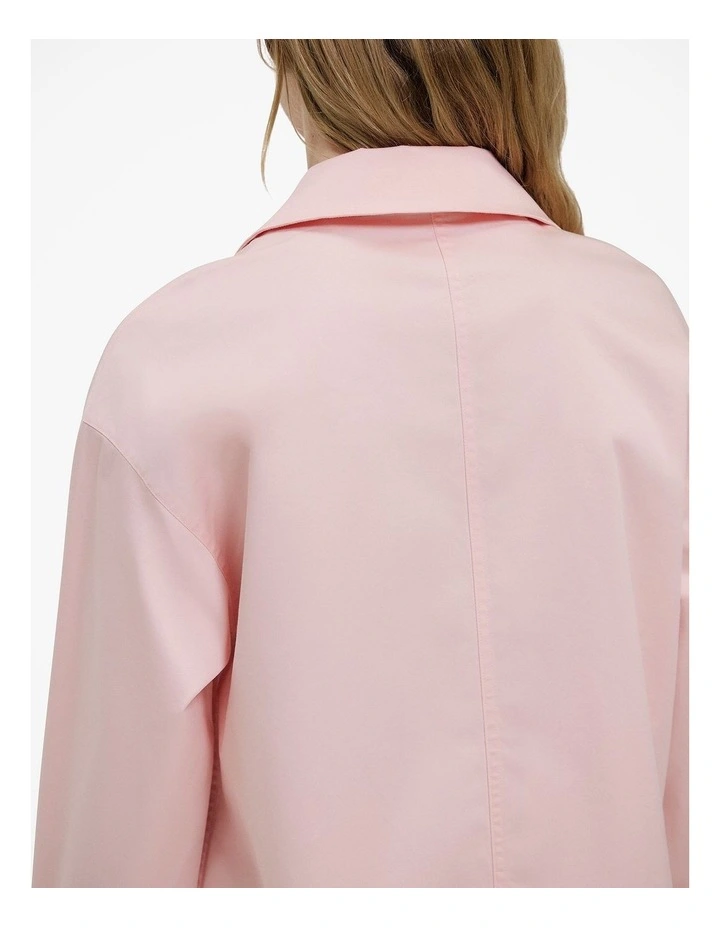 Poplin Relaxed Longline Shirt in Blossom Pink image 3