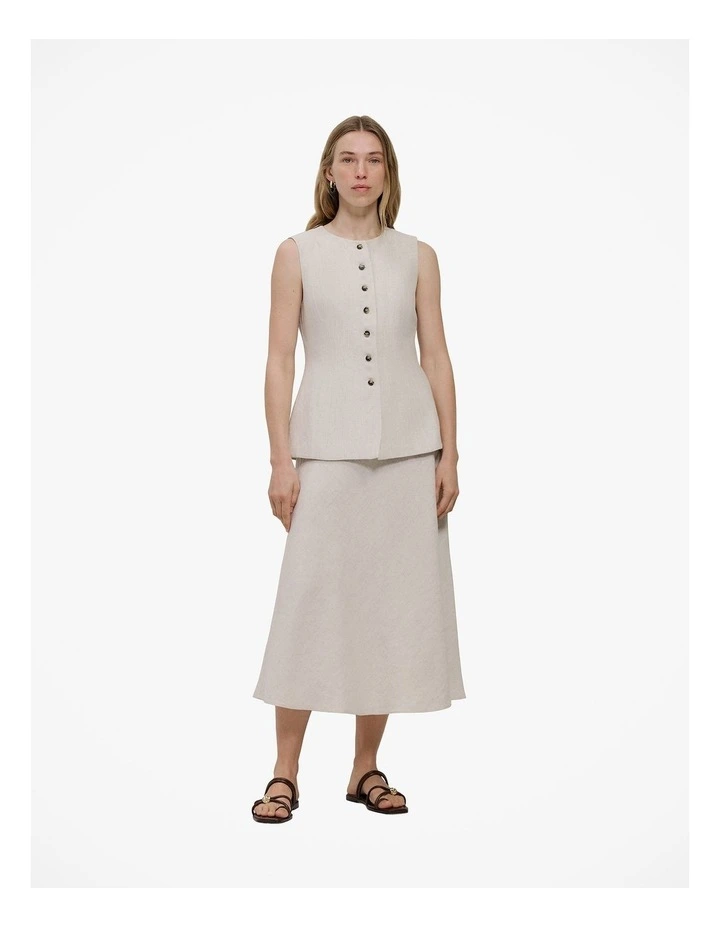 Linen Tailored Vest in Flax image 3