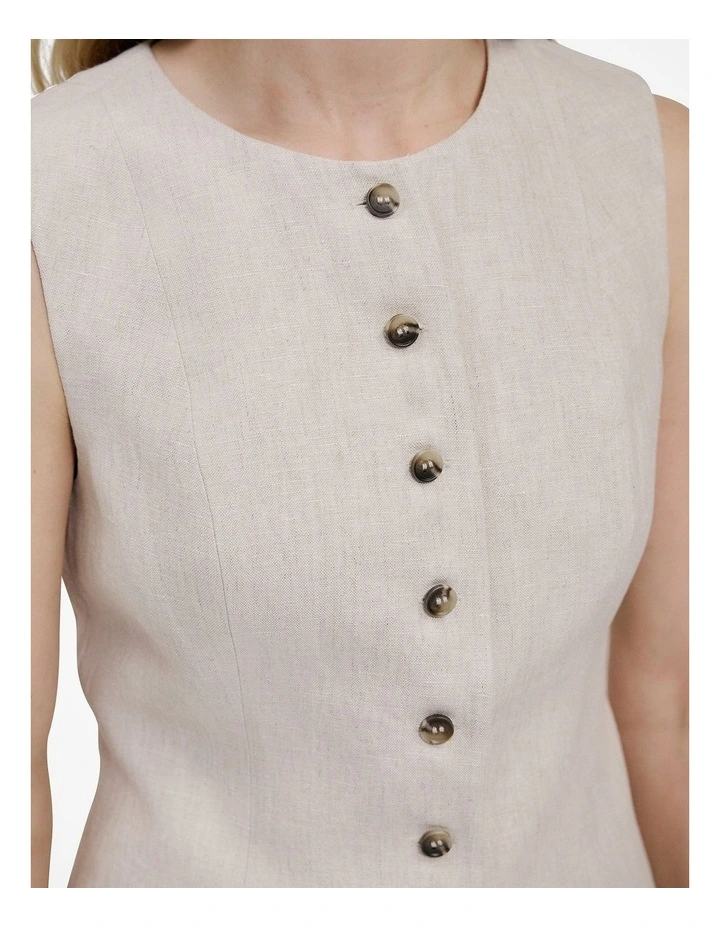 Linen Tailored Vest in Flax image 4