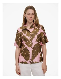 Solara Silk Short Sleeve Shirt in Primrose