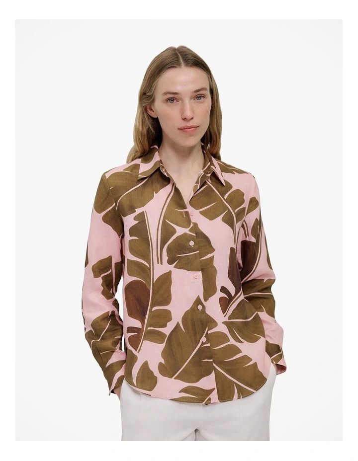 Solara Linen Long Sleeve Shirt in Primrose image 1