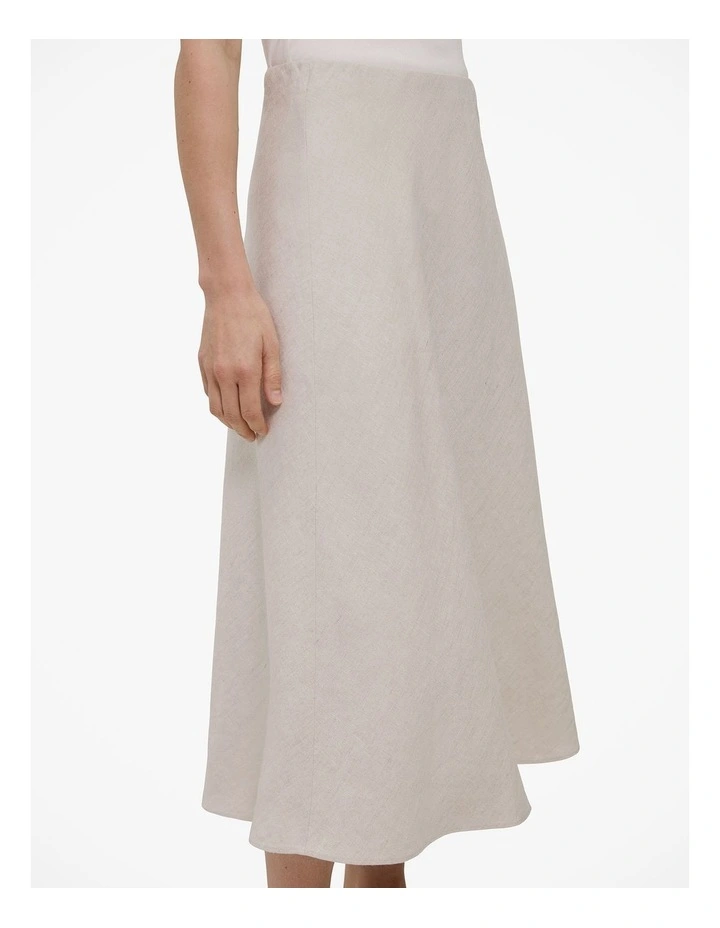Yarn Dyed Linen Bias Slip Skirt in Flax image 4