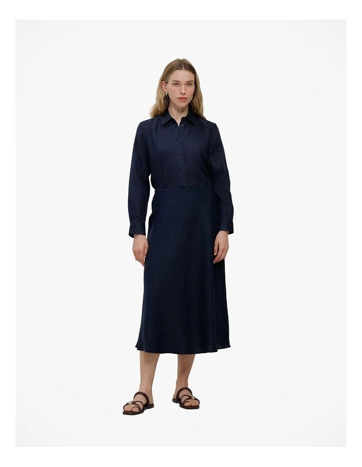 Linen Bias Slip Skirt in Night Sky image 2