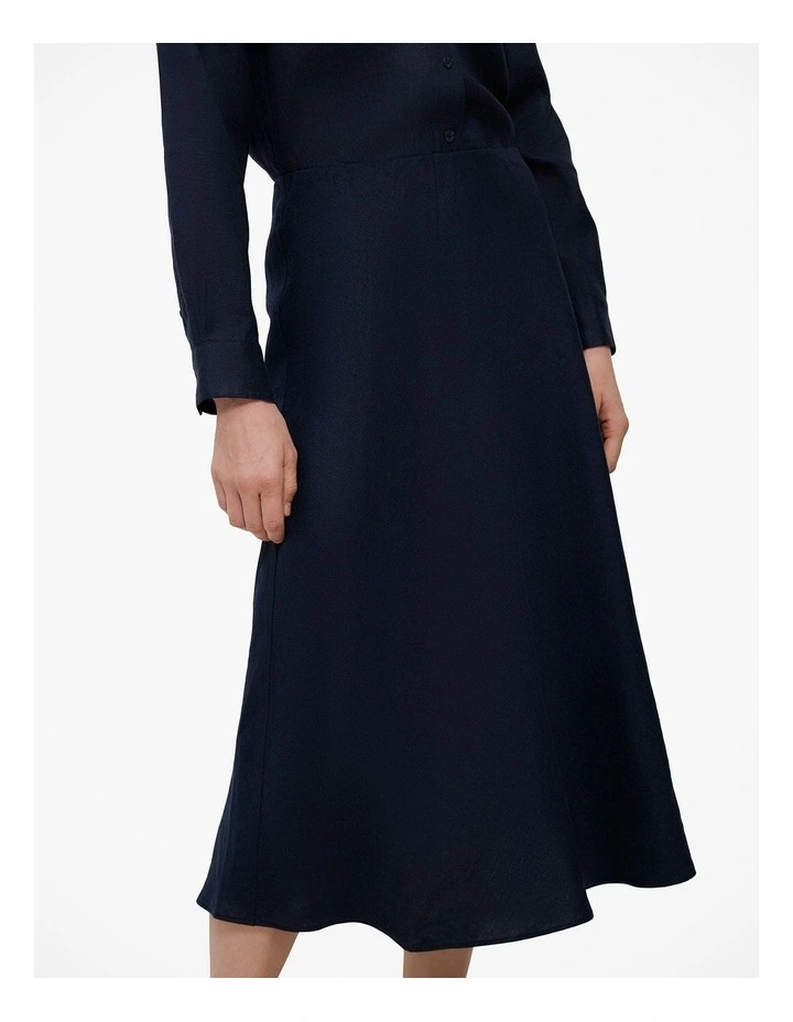 Linen Bias Slip Skirt in Night Sky image 3