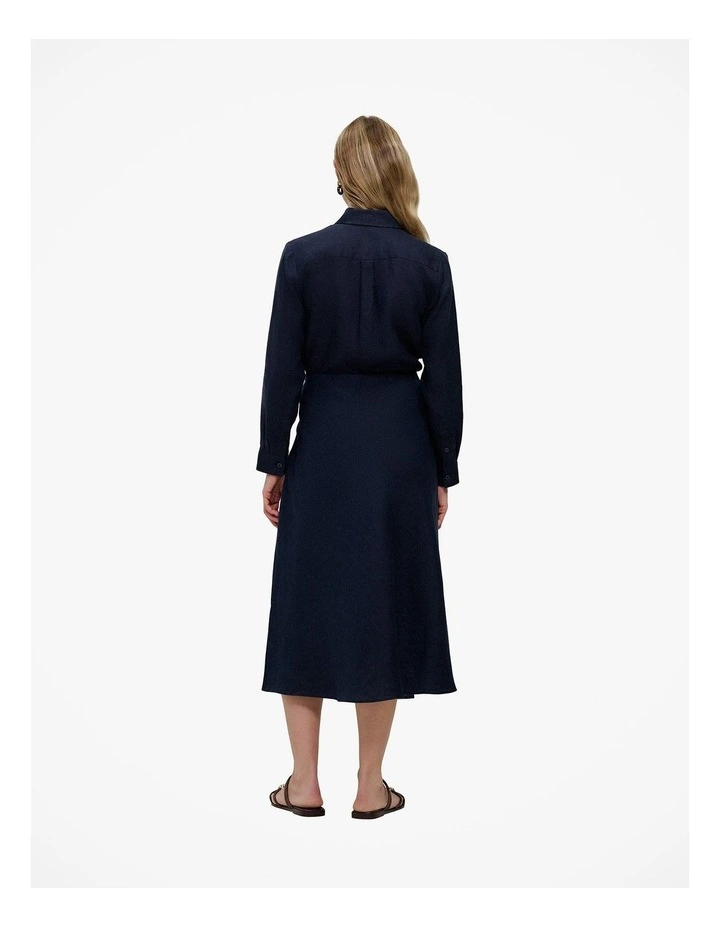 Linen Bias Slip Skirt in Night Sky image 5