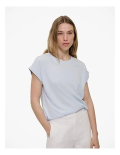 Australian Cotton Cuff Sleeve T-shirt in Ice Blue
