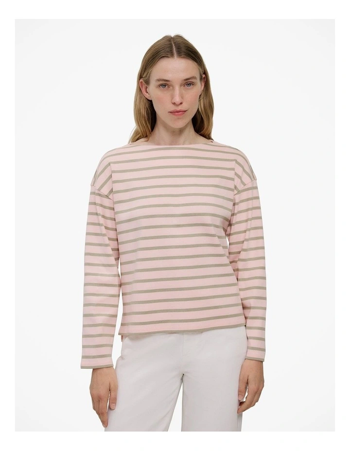 Breton Stripe T-shirt in Blossom Pink image 1