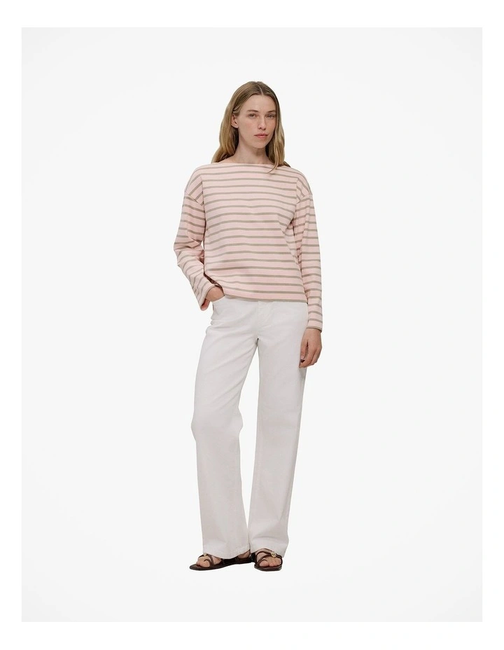 Breton Stripe T-shirt in Blossom Pink image 2