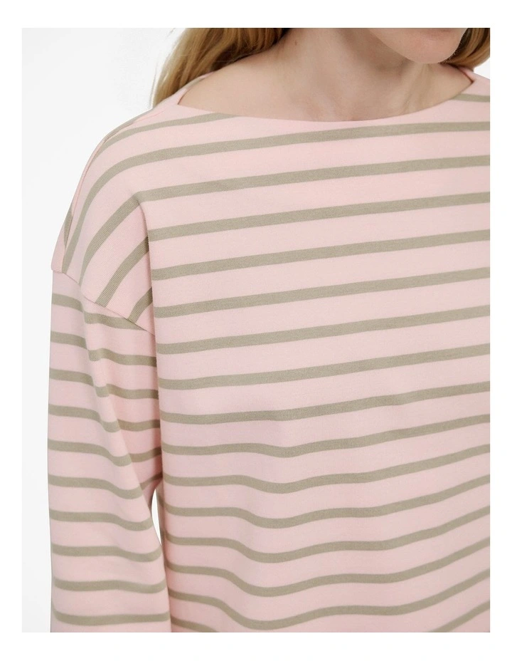 Breton Stripe T-shirt in Blossom Pink image 3