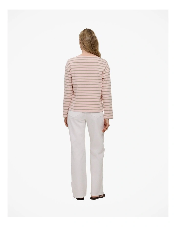 Breton Stripe T-shirt in Blossom Pink image 4