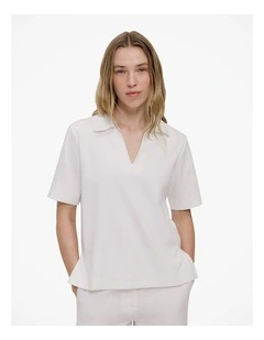 Modal Cotton Collared T-shirt in White