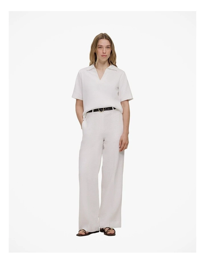 Modal Cotton Collared T-shirt in White image 2