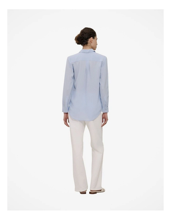 Silk Concealed Placket Shirt in Blue Marble image 2