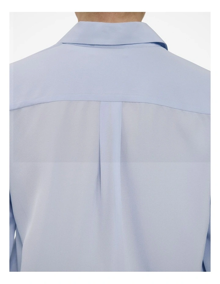 Silk Concealed Placket Shirt in Blue Marble image 3