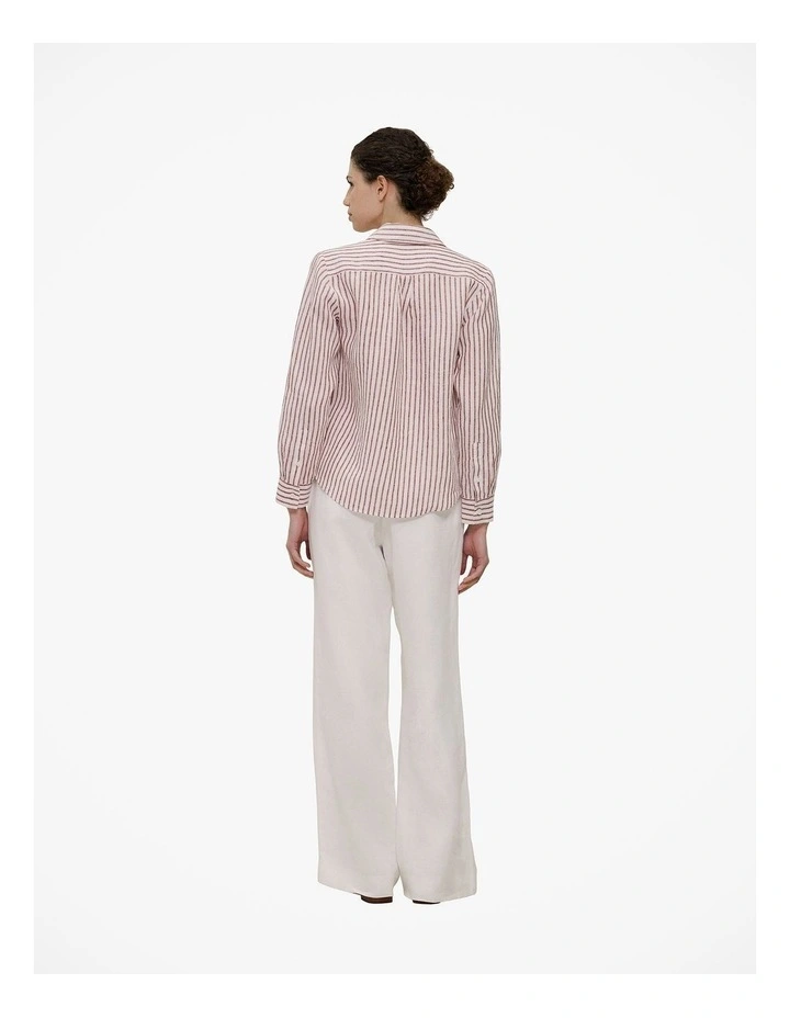 Linen End On End Stripe Shirt in Russet image 4