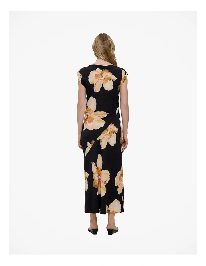 Caelia Draped Bias Dress in Black image 6