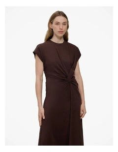 Cotton Jersey Twist Dress in Coffee