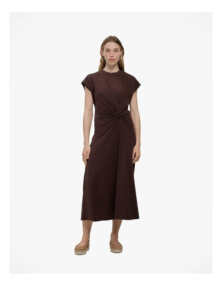 Cotton Jersey Twist Dress in Coffee image 2