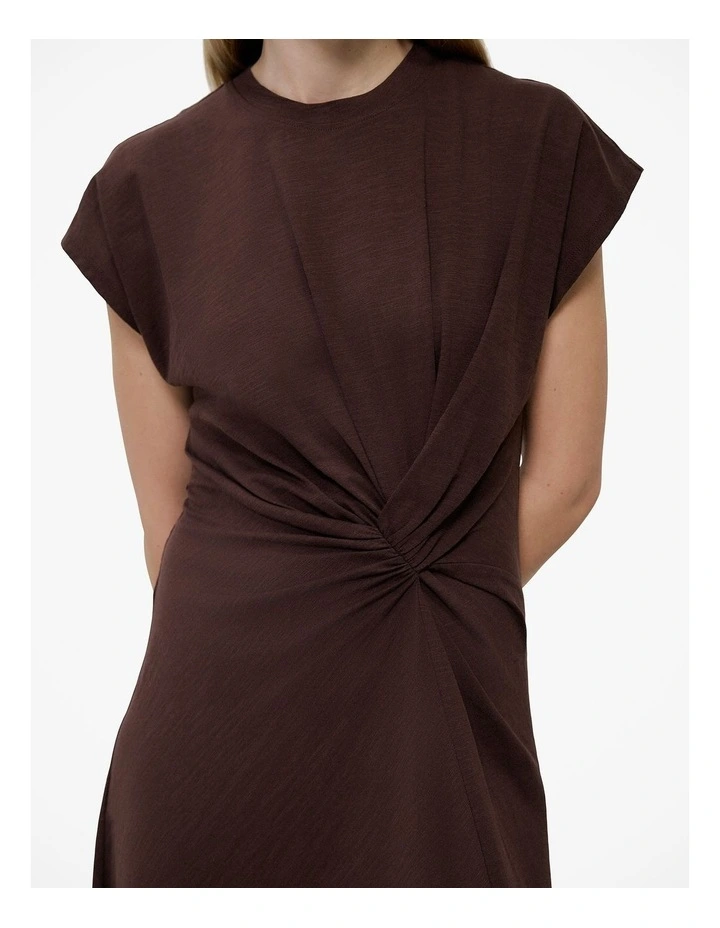 Cotton Jersey Twist Dress in Coffee image 3