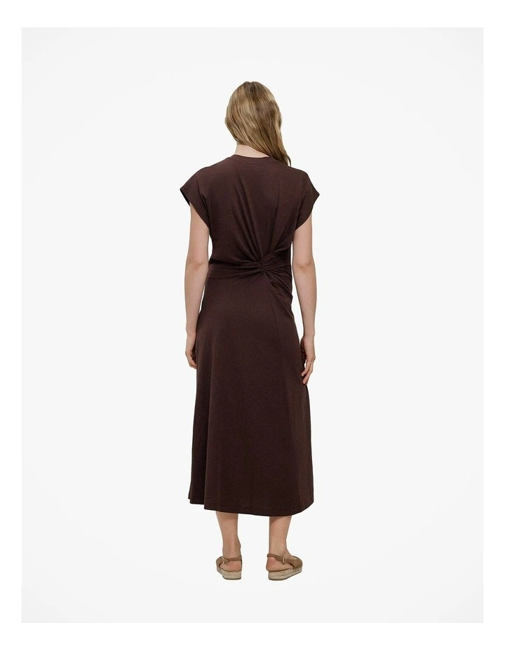 Cotton Jersey Twist Dress in Coffee image 5
