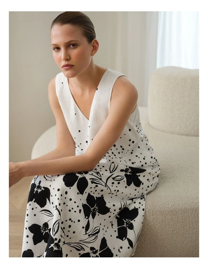 Etta Linen Column Dress in White image 2