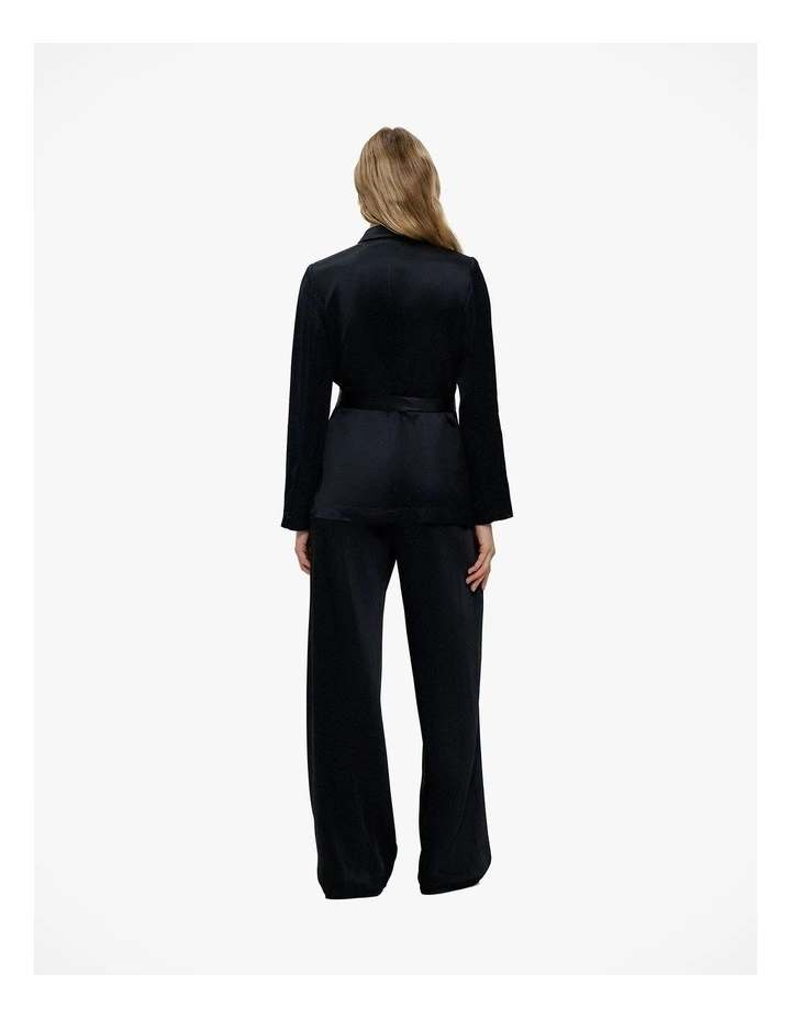 Satin Relaxed Tailored Jacket in Black image 5