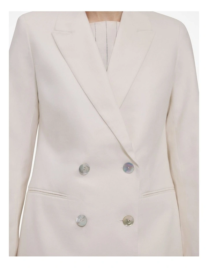 Linen Cotton Double Breasted Blazer in Parchment image 4