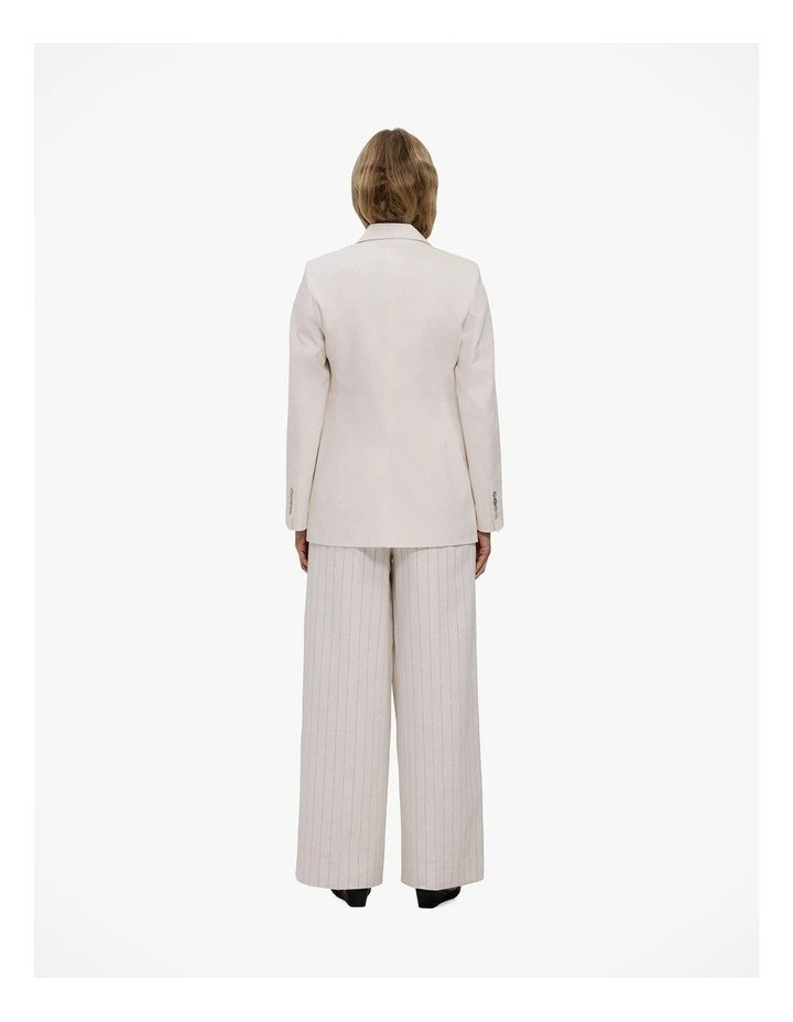 Linen Cotton Double Breasted Blazer in Parchment image 6