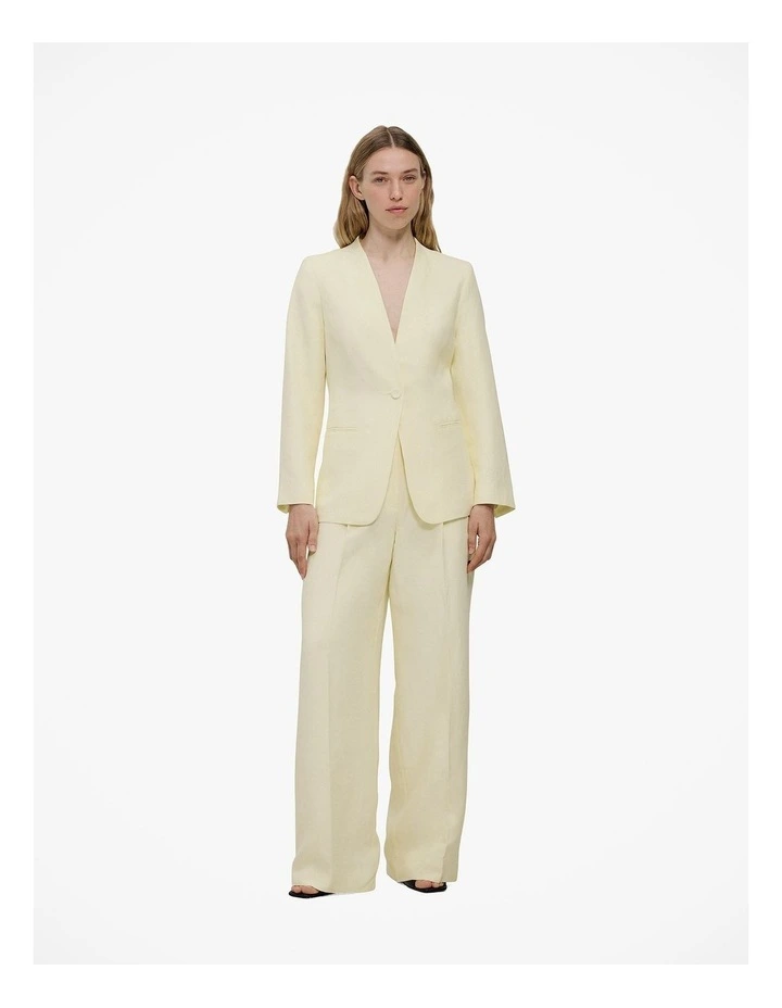 Collarless Longline Blazer in Faint Yellow image 3