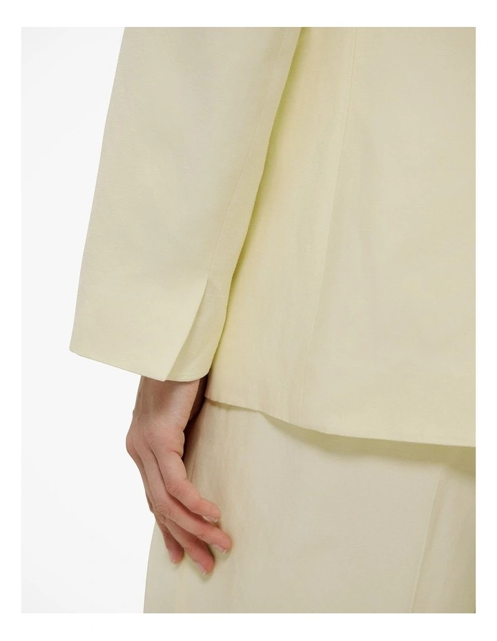 Collarless Longline Blazer in Faint Yellow image 4