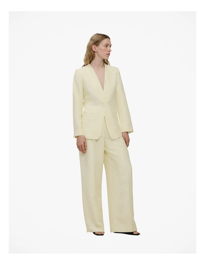 Collarless Longline Blazer in Faint Yellow image 5