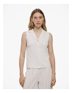 Cotton Cashmere Knit Vest in Parchment